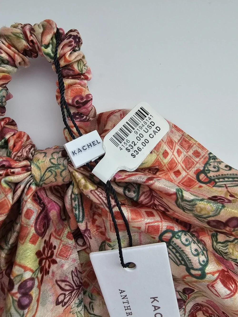 NWT Kachel x Anthropologie Scarf Scrunchie - Tea Party Print Cupcake Floral
